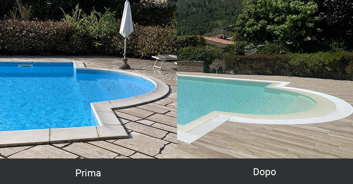 Piscina giardino: come viene ristrutturata - Prima e dopo